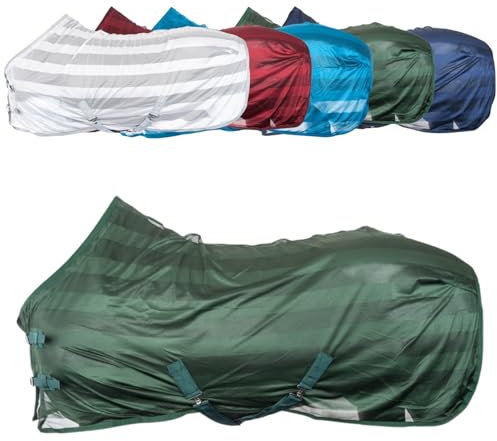 RL24 - Fliegendecke für Pferde Basicline | effektiver Schutz vor Insekten | Ekzemerdecke mit Verstellbarer Kreuzbegurtung | atmungsaktiv & strapazierfähig | Pferdedecke in Grün | 155cm