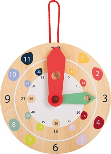 small foot 11291 Wanduhr Educate aus FSC® 100%-zertifiziertem Holz, Uhrzeit lernen, ideal für Vorschul- & Schulkinder
