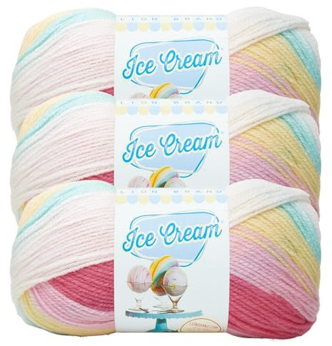 Lion Brand Yarn Eiscreme-Baby-Garn, Tutti Frutti, 3 Stück