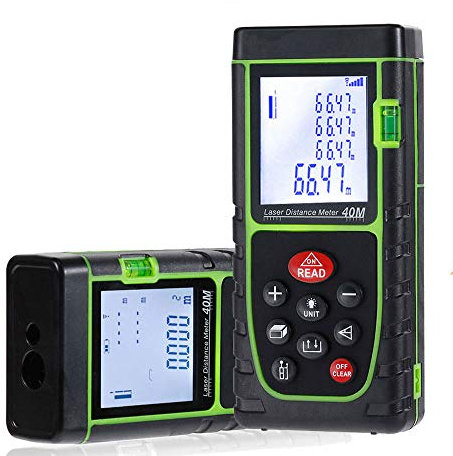 Mètre de distance Maso 40 m Étanche IP54 avec niveau à bulles et piles Zone de volume Pythagore Mesure en continu Outil de mesure électronique
