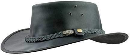 Black Jungle Bulat Lederhut, Westernhut, Australienhut, Cowboyhut (Schwarz, M)