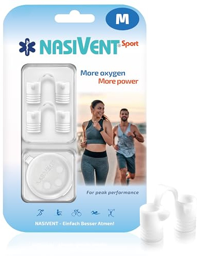 Nasivent Sport Hochwertig Nasendilatator, (2x Gr.M) Snow White, aus hochwertigem Silikon, verbesserte Nasenatmung beim Sport, einzigartig dank innovativer Haltezapfen