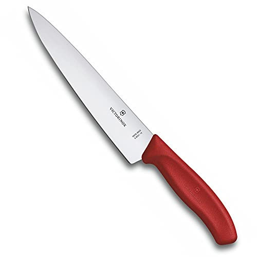 Victorinox Swiss Classic, Carving Knife, Extra Sharp Blade, Straight Edge, 19 cm, Plastic Handle, Stainless Steel, Red