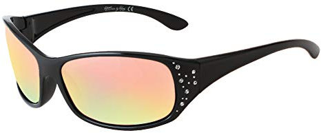 Hornz HZ Series Elettra - Occhiali da sole polarizzati da donna, Montatura Nera Mezzanotte - Lente Specchio Rosa Iridescente