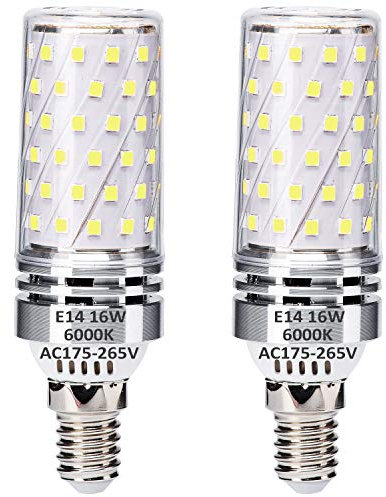 Ugvmn E14 LED Kerze Birnen 16W Kaltweiss 6000K Entspricht 120W Halogen Birnen, E14 energiesparlampe, e14 glühbirnen, Kein Flackern, Nicht dimmbar, 1400lm, AC 175-265V, 2er Pack