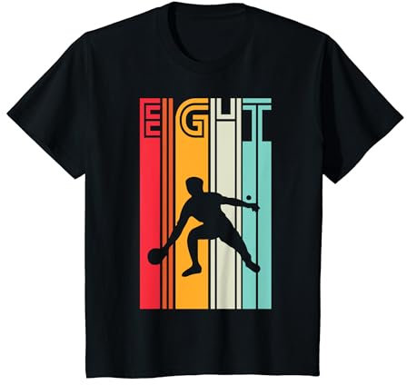 Kinder 8. Geburtstagsgeschenk Tischtennis Spieler Retro Ping Pong T-Shirt