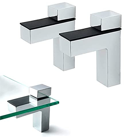 verstellbare Regalhalterung für Holz/Glas, Zinklegierung, poliertes Chrom, Regalstütze, Eckstrebe für 3–30 mm dicke Regale, Wandmontage, Glasstütze, Holzhalter (2 Stück)