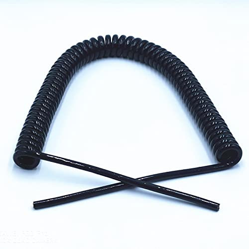 KEPOHK Câble spiralé à ressort à 2 brins 24AWG 20AWG 17AWG 14AWG 2,5 m 5 m 7,5 m cordon d'alimentation noir fil extensible Longueur de ligne 5 m 2 brins 24AWG
