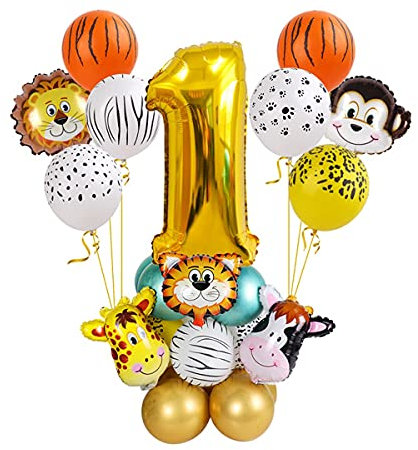Jrzyhi Waldtiere Geburtstag Deko 1. Geburtstag Junge Geburtstagsdeko 1 Jahr Junge 1 Geburtstag Junge Deko 1. Geburtstag Mädchen Luftballon 1. Geburtstag Geburtstagsdeko Mädchen Babyparty Deko