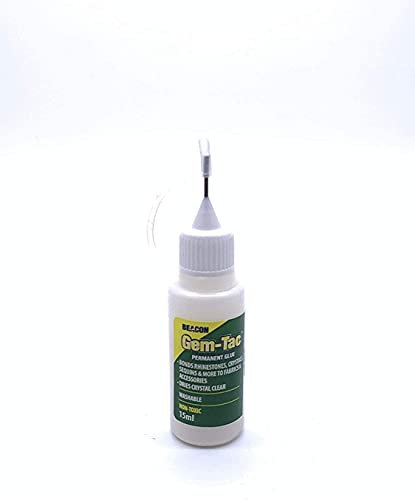 JP Arts & Crafts New 15ml Beacon Gemtec Adhesive with Crystal Needle for Applying Crystals, Rhinestones, Diamante, Diamonds, Crafts, DIY Projects and Fashion Accessories (1 Bottle), Clear, White