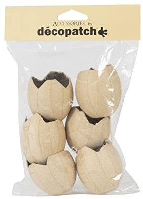 Décopatch AC897C - Set mit 6 Übertöpfen aus Pappmaché, Eierform, 5cm, für Wohndeko, einfach zum Verzieren, Kartonbraun, 1 Set