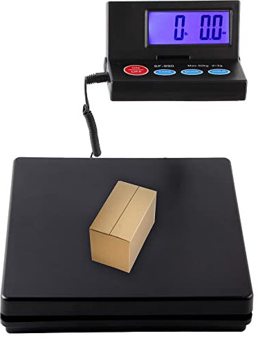 25cm*25cm Black Stainless steel Platform 50KG 110lb / 2g 0.1oz Digital Heavy Duty Large Capacity Weighing Platform Scale for Postal Industrial Commercial Shop Kitchen Letter Parcels Luggage Scales