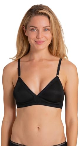 Dorina Damen Tiffany Kabelloser BH mit Volle Abdeckung – Gestreiftes Jersey-Gewebe mit Ladder-Elastikdetails und Verstellbaren Trägern, Schwarz