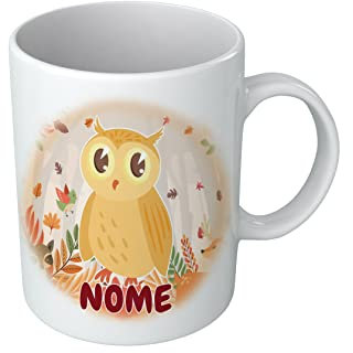 Tazza Bambino Gufo - Nome Personalizzabile - Civetta - Animali Simpatici - Tazze con Nome - Bambino - Idea Regalo
