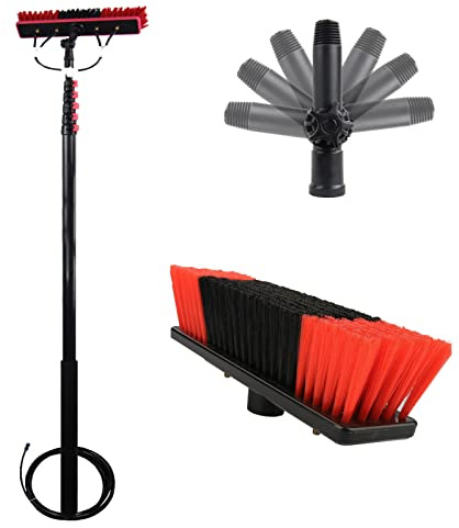 Window Washing Kit With Extension Pole Aluminum Alloy Water Spray Cleaning Brush Solar Photovoltaic Panel Cleaner Car Trucks Glass Cleaning Tool,7.2m/24ft