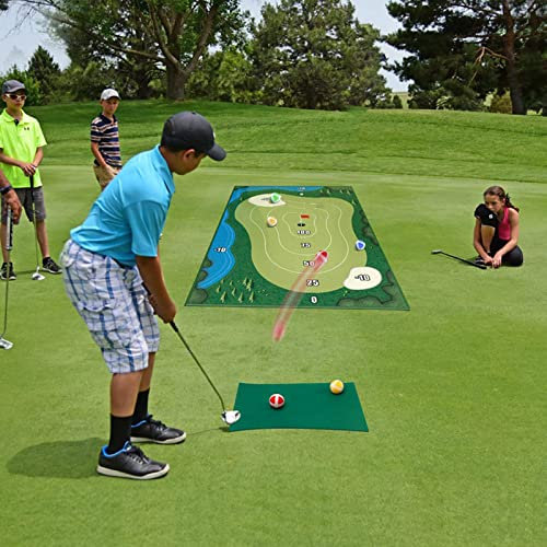 Caluself Golf Game Sets, Golf Training Mat with Swing Detection, Non-woven, Green, 150 x 80 cm