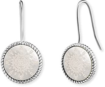 Engelsrufer Damen Ohrhänger Windrose aus Sterling Silber mit Kompass aus Perlmutt - nickelfrei- Größe: 12mm