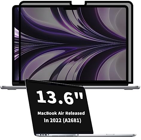 Nano Adsorption Blickschutzfilter,Sichtschutzfolie Für MacBook Air 13,6 Zoll 2022,MacBook Pro 13.6 Schutzfolie Anti-Blue Light Privacy Film,Anti-Blend-Datenschutzfilter Für Mac Air 13.6 M2 (A2681)