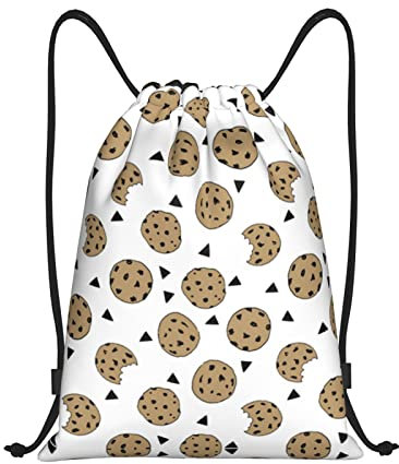 KIDINN Cookies Food Chip Kekse Druck Kordelzug Taschen, verstellbare Kordelzug-Tasche, Schwarz, Medium