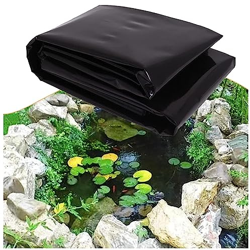 Teichfolie 2x2m 3x5m 4x6m 5x10m 10x12m HDPE-Gummi Teichplane Schwarz Dichtungsfolie Fischteichfolie Witterungsbeständigkeit Gartenlandschaftsbau, Pools, Brunnenmembran Für Koi-Teiche(Größe:4x5m(13x16.