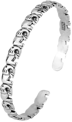 IMINI Bracelet manchette avec éléphants porte-bonheur pour femmes, adolescentes, filles, animaux mignons, bracelets empilables réglables et ouverts, bijoux tendance, cadeaux d'anniversaire, 58mm,