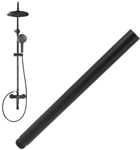 Tissting Duschkopf Verlängerungsarm 15cm Lange G1/2 Gewinde Schwarz Edelstahl Chrom Dusch Verlängerungsrohr Duschverlängerungsrohr für Badezimmer Regenduschkopf