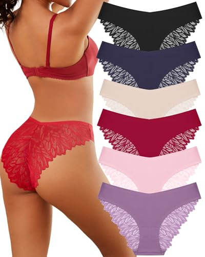 ALL OF ME 6er Pack Spitzen Slips Frauen Unterhosen Spitze Sexy V Waisted Panties