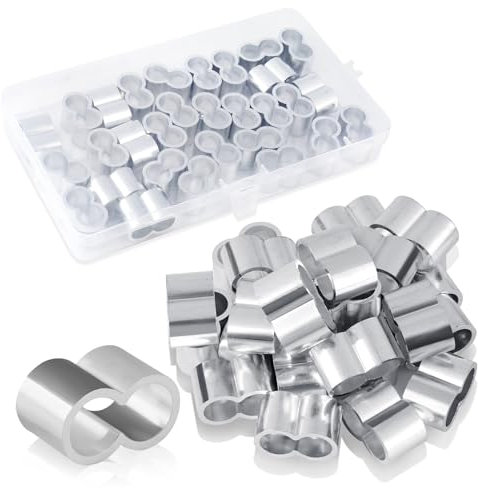 Jwogngls 30 morsetti per corda, 8 mm, in alluminio, con scatola di immagazzinaggio, doppio manicotto, morsetti a pressione per corda in gomma, corda di espansione, corda per teloni (10 mm)