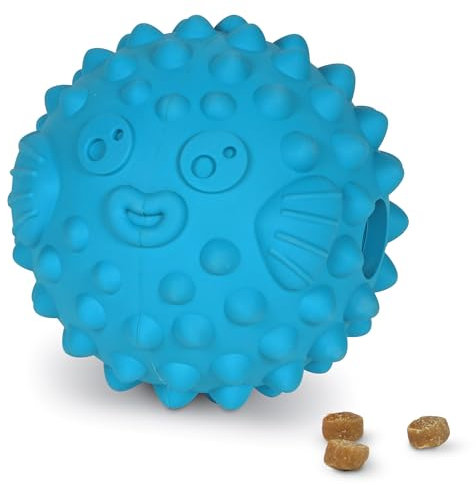 Brightkins Tough & Tumble Treat Dispenser Large Pufferfish, Treat Dispensing Dog Toy for Large Dogs, Interactive Dog Toys for Boredom, Stimulation Brain Game, Dog Presents, Birthday Dog Toy