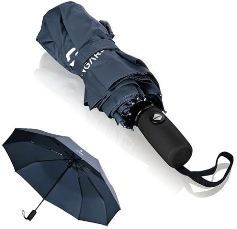 STYNGARD Regenschirm sturmfest - Taschenschirm mit Auf-zu-Automatik und Beschichtung gegen Feuchtigkeitsschäden - kurzer Griff - Modell BERGEN