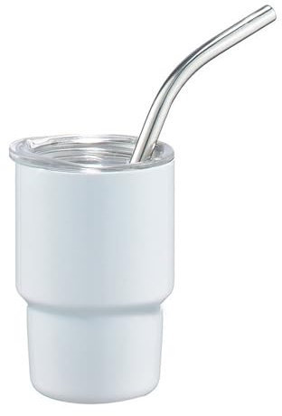 COSSIKA Coffe Cup Stainless Steel Car Cup Double Wall Insulated Travel Mug Mini Tumblers with Straw & Lid Portable Coffee Cup Drinkware