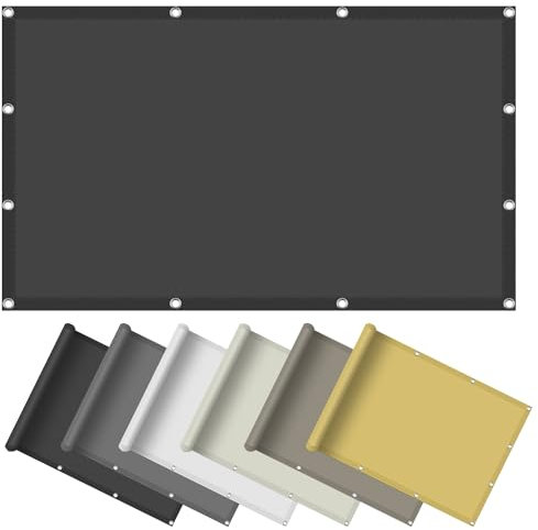 Toile Solaire Voile d'ombrage Rectangulaire 5.1 x 6 m Imperméable Protection UV 98% Toile d'ombrage pour Pergola avec Oeillets et Cordons pour Patio Jardin Terrasse, Gris Foncé