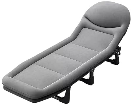 Cama Plegable Individual con Colchón Respaldo Regulable en 6 Velocidades Cama Individual Plegable para Habitaciones Diseño Ergonómico con Pies Antideslizantes(A 170 * 55 * 20cm)