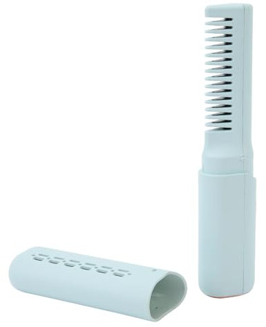 Mini Plancha de Pelo Recargable, 3 Ajustes de Temperatura Ajustables, Cepillo Alisador de Pelo, Peine Inalámbrico para Todo Tipo de Cabello (cielo azul)