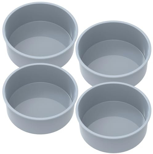 4Pcs 6 Inch Silicone Cake Tins for Baking Non-Stick and Quick Release Round Silicone Cake Molds Pan Heat Resistant Cakes Baking Pans for Layer Cake Cheese