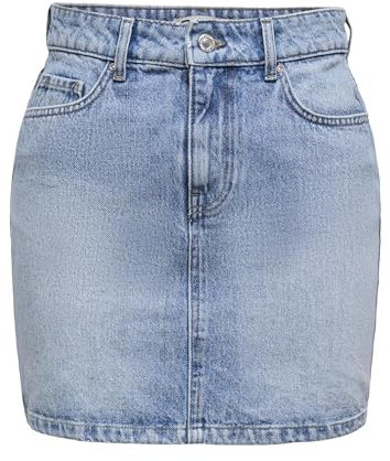 ONLY Gonna Jeans Donna con Bottone e Passanti per Cintura, Design Classico, Colore:Azzurro, Taglia:S