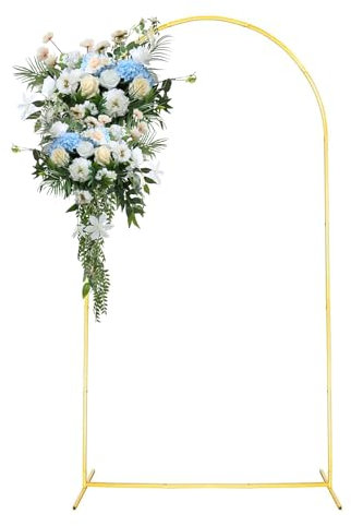 Metall Bogen Hintergrundständer, Gold Hochzeitsbogen Rahmen Set, Traubogen Hintergrund Stand, Blumen, Ballon, Bogen Dekoration für Geburtstag, Party, Hochzeit, Zeremonie (200 * 100 cm)