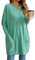Famulily Women Round Neck Long Tshirt Outfits Oversized Soft Long Sleeve Sweatshirt Tops with Pockets Green S
