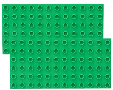 NOPKESV 2 Stück Bauplatte Groß Platten Große Grundplatte Kompatibel mit großen Bausteinen Aller führenden Marken (19cm x 9.5 cm) (2*Grün+2*Grau)