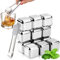 VZXZXE 12 cubitos de hielo reutilizables de acero inoxidable 304 con pinzas y caja de embalaje, congelación para vino, vodka, whisky, cerveza o zumos de bebidas