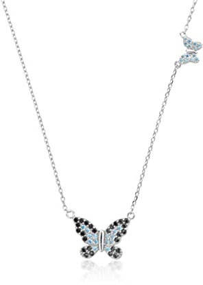 Halskette 925 Sterling Silber Halskette Großer Schmetterling Kleiner Schmetterling Anhänger Lange Kette Halskette Damenmode Elegante Halskette Schlichte Halskette
