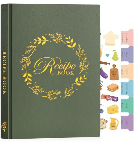 Lanpn B5 Journal de Recettes et blanc, Livre Cahier de Recettes Cuisine à Remplir, Carnet de Recette pour enregistrer vos propres recettes, Livre de Recette Vierge, Recipe Book Cookbook, Vert