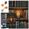 1000 Teile Puzzle Erwachsene - Bücherregal mit brennender Kerze Kunst, 70 x 50 cm Herausforderndes Geschenk für Bücherliebhaber & Männer/Frauen