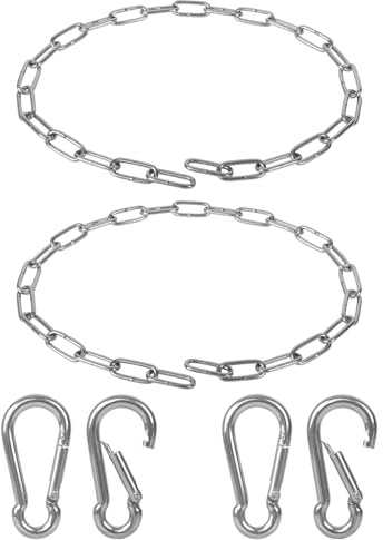 2 Pack 28 Inch Stainless Steel Gate Chain Lock, 1/8 Inch Adjustable Gate Link Chain Lock with 1/5 inch Carabiners, Security Gate Chain Link for Outdoor Fence Yard Pet Cage Side Back Garden Door Silver