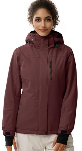 FREE SOLDIER Giacca Impermeabile da Ski/Neve Donna, Foderata in Pile, Calda per l'Inverno con Cappuccio e Cuciture Completamente Sigillate