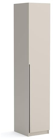 Brent - Kleiderschrank Bristol Beige 45 cm Breite, 1-türig, Mehrzweckschrank mit Einlegeböden und/oder Kleiderstange, Aufbewahrungsschrank, Modern Metallgriffe in Schwarz
