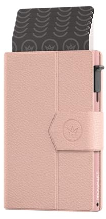 ProWallet Kartenetui Plus Schwarz – 8 Karten, Scheine und Münzen – Kartenetui mit Reißverschluss – RFID – Kleines Kreditkartenetui – Stilvolle Geldbörse – Herren & Damen - Slim Wallet (Pebble Rosa)