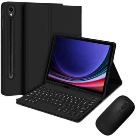 Backlit Keyboard Case with Mouse Compatible with Samsung Galaxy Tab A7 10.4 | 2020/2022 SM-T500/SM-T505/SM-T509, detachable Bluetooth keyboard, 7-colour backlight, wireless mouse, stylus holder and stand