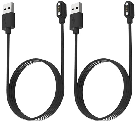 2 Piezas Cable USB Smartwatch 2.84 mm, Cargador 2 Pines Reloj Magnético, Cable Carga USB 0,6 m para Relojes Inteligentes y Dispositivos Portátiles, Conexión Estable Segura, Material Resistente, Negro