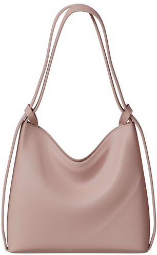 KMISSO Damen Schultertasche & Rucksack 2-in-1 – vegane Leder Tasche 38x36x8 cm, designed in Italy, wandelbare City Bag mit Reißverschluss & Innenfächern, moderne Hobo Rucksacktasche Damen